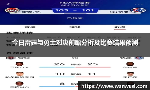 今日雷霆与勇士对决前瞻分析及比赛结果预测