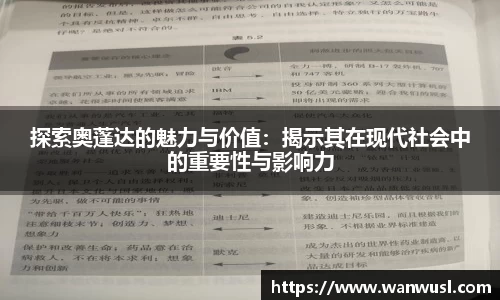 探索奥蓬达的魅力与价值：揭示其在现代社会中的重要性与影响力